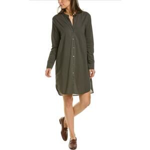 Standard James Perse LS Shirt Dress Button Up Green Mandarin Collar Cotton 2 / M